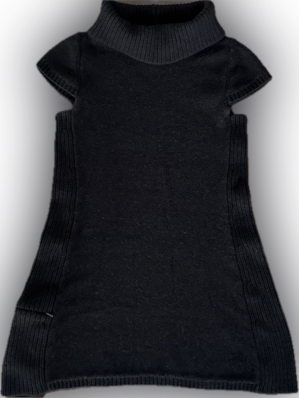 ibex 100% MERINO WOOL SWEATER TURTLENECK CAP SLEEVE POCKET VEST DARK BROWN S EUC